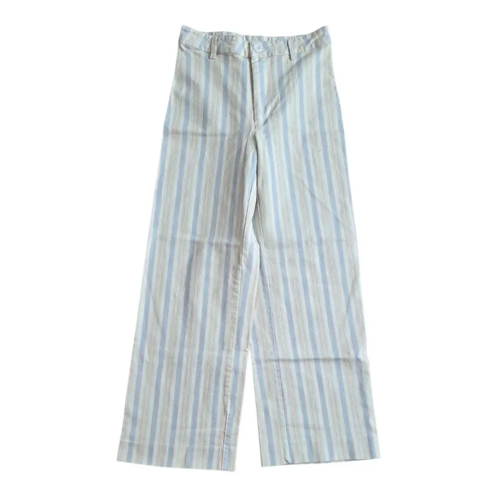 Free People Multicolor Striped Wide Leg Crop Denim Pants 24